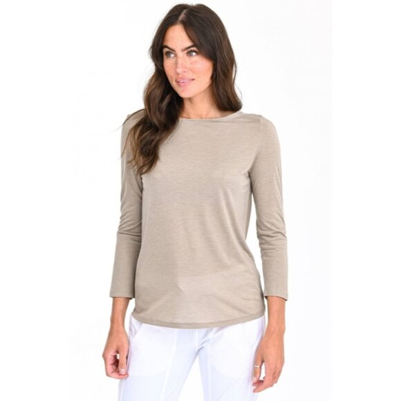 Purotatto I'm A Milk T-Shirt Long Sleeve Boat Neck Made In Italy Sand Size 42 - Picture 1 of 8